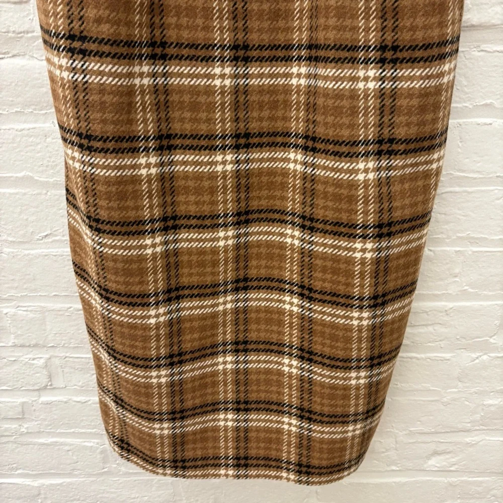 Anthropologie || Plaid Belted Midi Dress Pencil‎ Straight Wool Brown 6